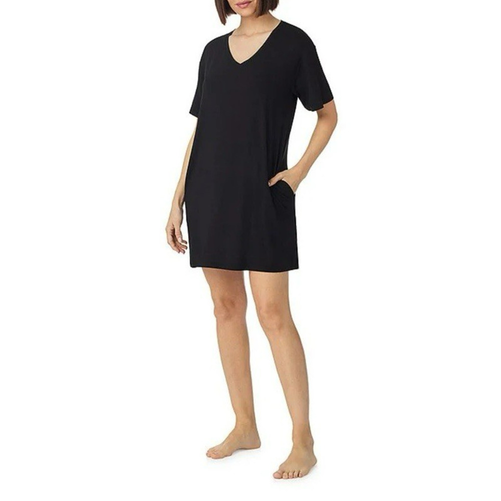 Donna Karan Modal Knit Sleepwear Long Black‎ Sleep Gown New Small